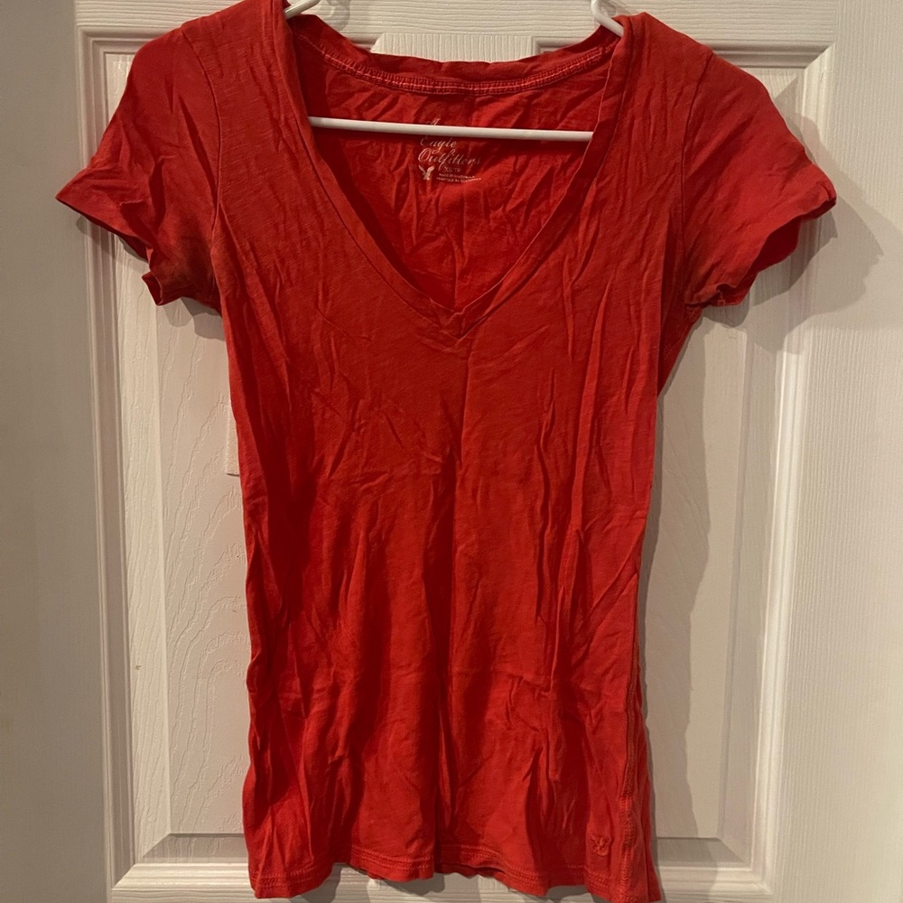 Women's Red V-Neck T-Shirt